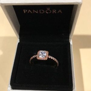 Pandora Ring Timeles Rose and Clear CZ